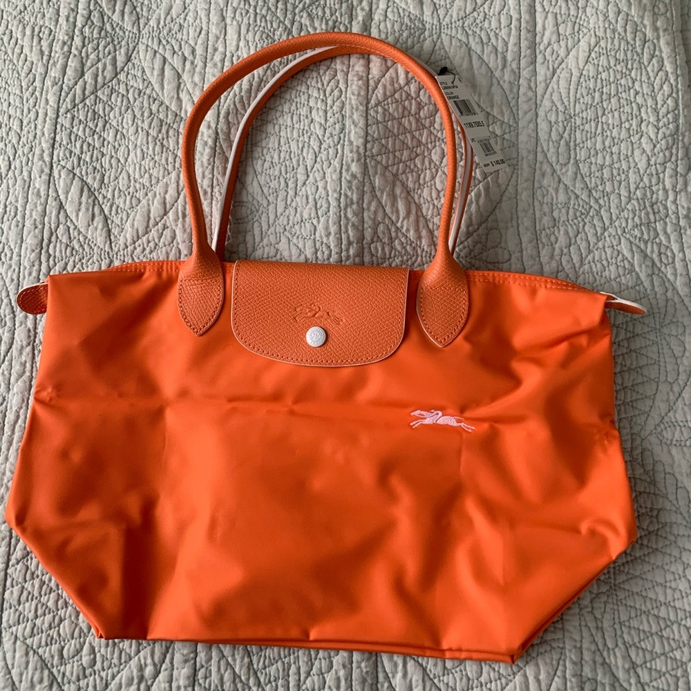 Longchamp Le Pliage Tote in orange, new with tags